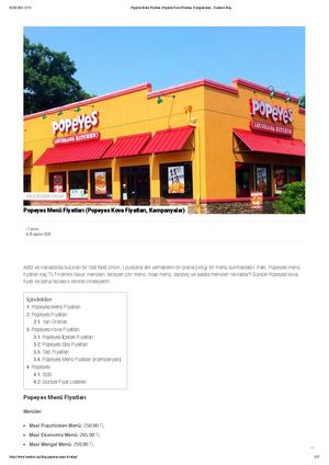 Popeyes Menü Fiyatları (Popeyes Kova Fiyatları, Kampanyalar) Karekod Blog