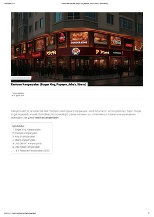 Restoran Kampanyaları (Güncel Kampanyalar)