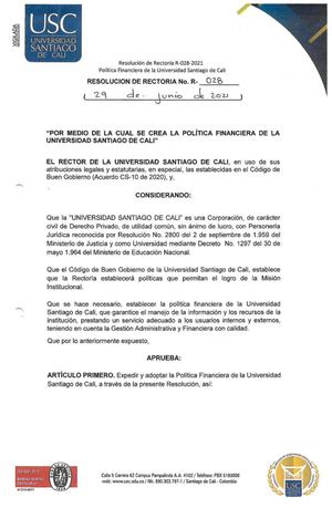 Política Financiera de la USC