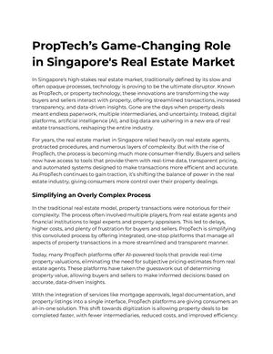 Prop Tech’s Game Changing Role In Singapore's Real Estate Market