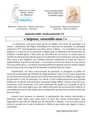 Feuille Paroissiale 09 2024