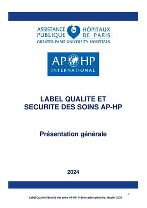 Label Qualité Sécurité Des Soins AP-HP à L'international 2024