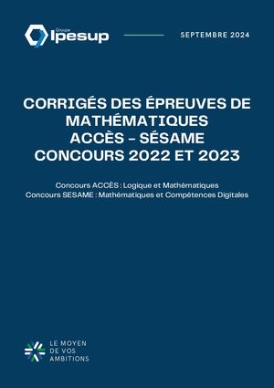 Corrigés Concours SESAME-ACCÈS Ipesup 2024