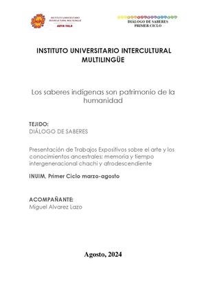 Los Saberes Indígenas Son Patrimonio De La Humanidad