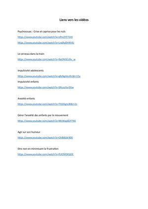 Liens Vers Les Vidéos Enfants Et Ados Désescalade