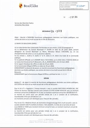 Parution Des Actes Administratifs (Décision)