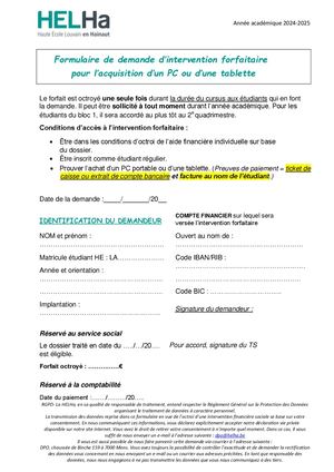 Formulaire De Demande PC 2024-2025