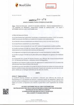 Parution Des Actes Administratifs (Arrêtés) (17)