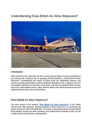 What is British Airways Stopover Policy? Everything You Need to Know