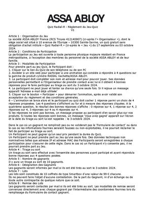 Reglement Quiz Radial R
