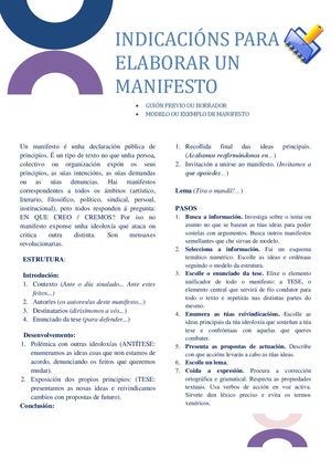 Indicacións para elaborar un Manifesto