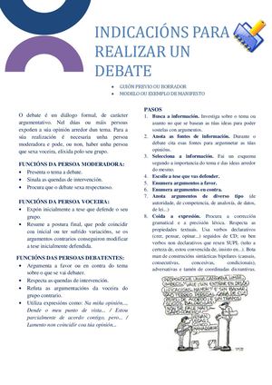 Indicacións para participar nun Debate