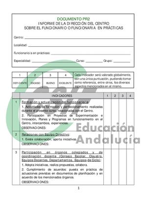 FASE DE PRÁCTICAS - PR2 Informe de la Dirección del Centro