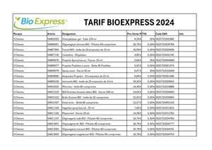 Tarif Bio Express Sept 2024