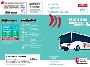 Ligne 259 - Felletin Clermont Ferrand
