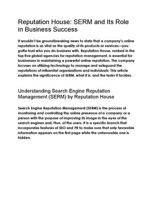 Reputation House Serm And Its Role In Business Success