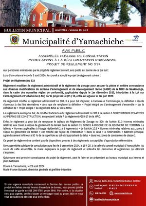 Bulletin municipal - Août 2024 - Municipalité d'Yamachiche