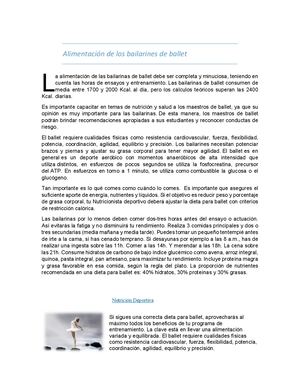 Alimentación de los bailarines de ballet