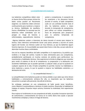 La competitividad entre bailarines