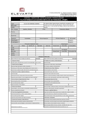 Elevarte - Test Control e Inspección Antes y Fin de Alquiler
