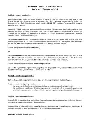 Règlement De Jeu Anniversaire Carrefour Matoury Et Crf Contact 03092024