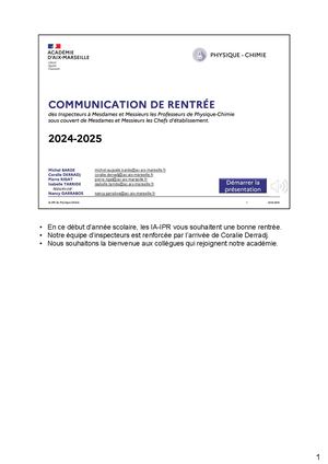 Lettre De Rentrée 2024 2025