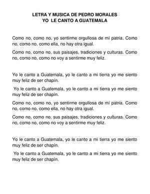 Letra Yo Le Canto A Guatemala