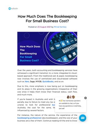 Cost Breakdown for Small Business Bookkeeping Services in Australia