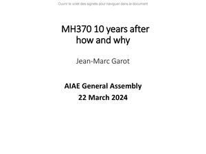 Présentation Jean Marc Garot mars 2024 AIAE MH370 10 ans après