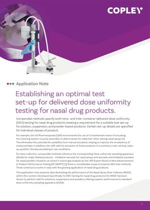 Establishing an Optimal Test Set-up for Delivered Dose Uniformity Testing for Nasal Drug Products