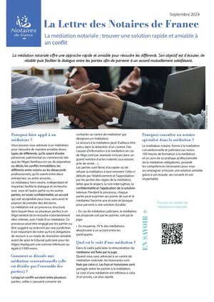 09_2024 : La médiation notariale : trouver une solution rapide et amiable à un conflit