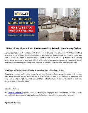 Nj Furniture Mart – Shopping Furniture Online Store In New Jersey Only