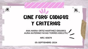 Cine Foro Codigos Y Criterios