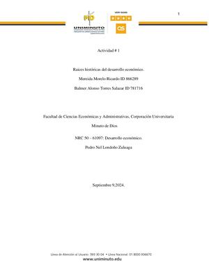 Actividad 1 Raices Históricas Del Desarrollo Económico