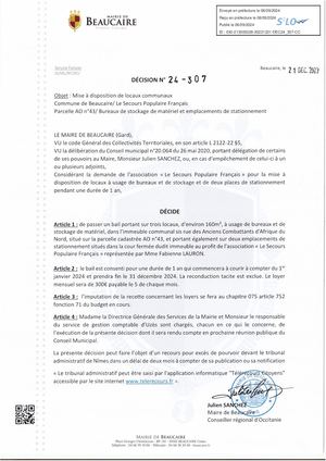 Parution Des Actes Administratifs (Décisions) Du 6 Sept