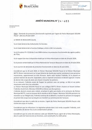Parution Actes Administratifs (Arrêtés) Du 10 Sept