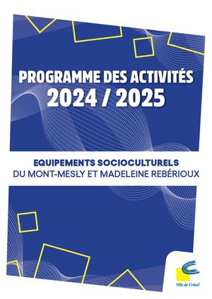 Programme des équipements socioculturels 2024/2025