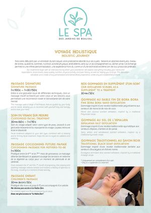 Carte Des Soins Spa Fr/En - 2025