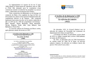 AMFAR A15 285 La réfection du cadastre (1922)