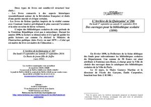 AMFAR A15 266 Des ouvrages pour la bibliothèque scolaire (1898)