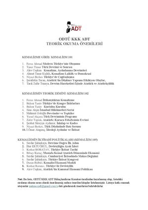 ODTÜ KKK ADT Teorik Okuma Önerileri