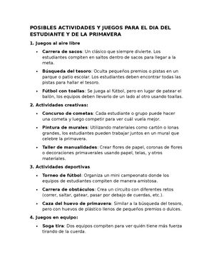 Actividades y Juegos para el dia de la primavera