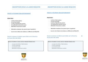 Pièces à Fournir école