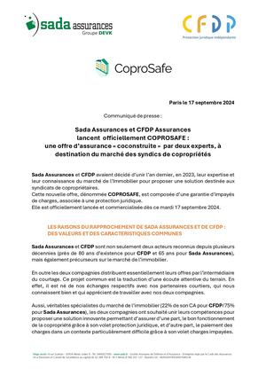Cp Lancement De Coprosafe Par Sada Assurances Et Cfdp 17092024