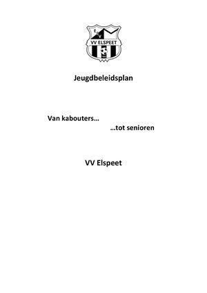 Jeugdbeleidsplan Vv Elspeet