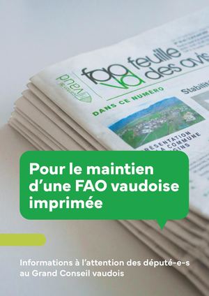 Pour le maintien d’une FAO vaudoise imprimée