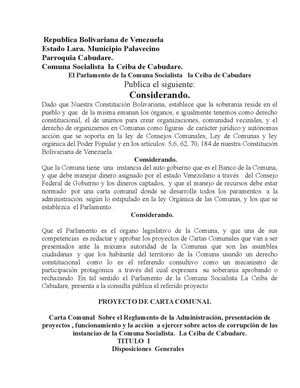 Modelo De Carta Comunal Presentacion De Proyectos
