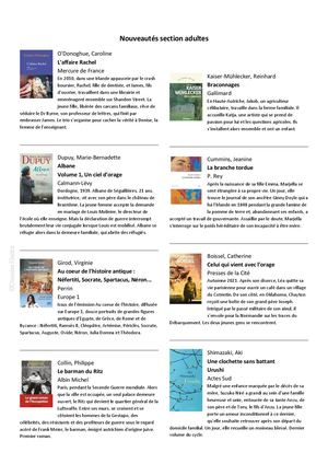 Nouveautés Section Adultes