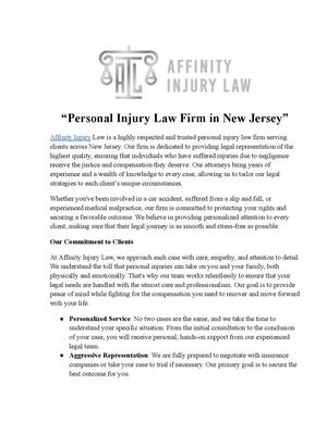 Personal Injury Law Firm In New Jersey Affinity Injury Law