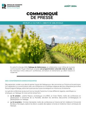 Réveler la culture à l'abbaye de Sablonceaux